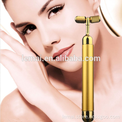 Facial massager magic stick Portable 24K Gold Beauty Bar ,Personal Care golden T bar beauty equipment